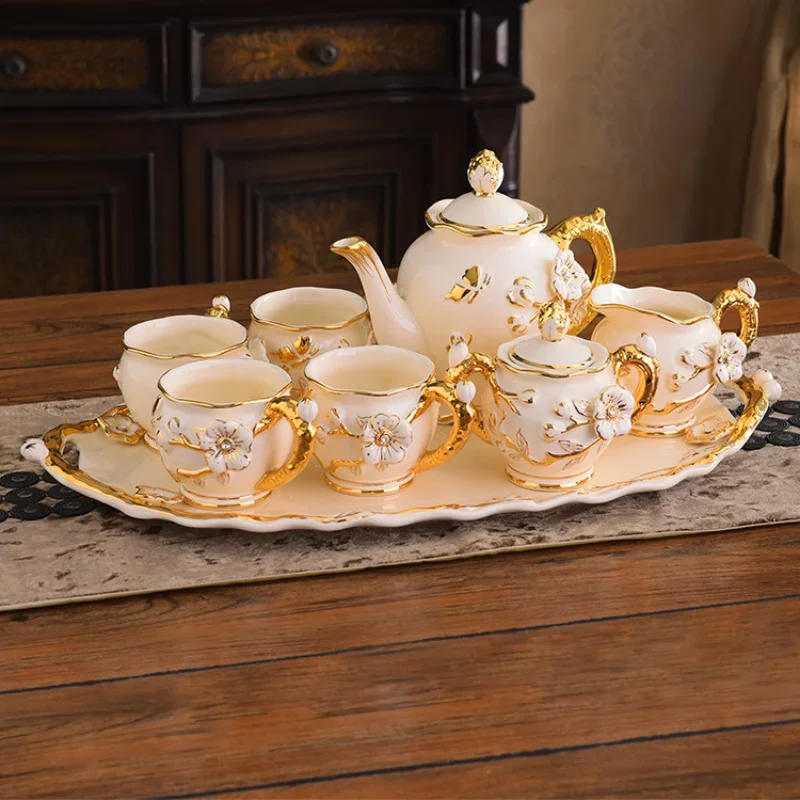 European Tea Set with Tray Household Porcelain English Afternoon Tea Cup Set Coffee Set Tea Sets European