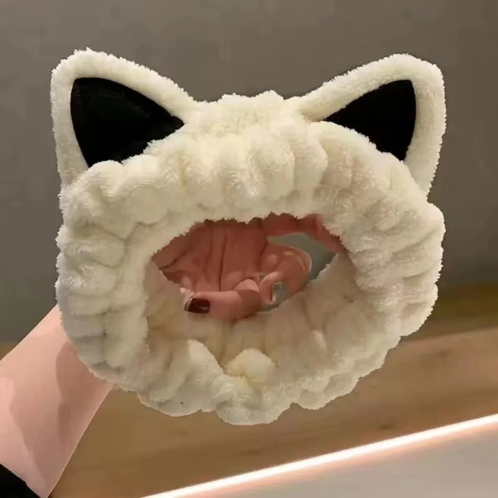 Cute Soft Furry Cat Ear Head Hoop 3D Polyester Cartoon Hairband Elastic Lightweight Plush Headband Skincare