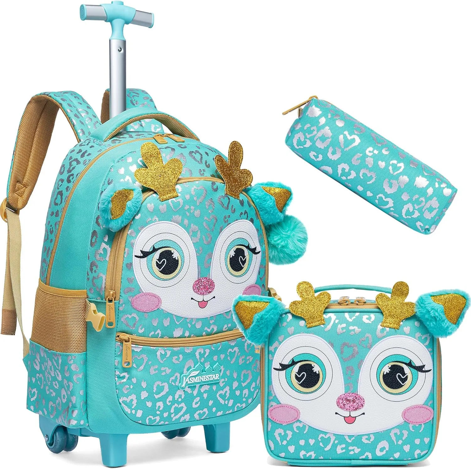 

Kids Rolling Backpack for Girls School Backpacks with Wheels Lightweight Carry on Travel Luggage for Children Elementary Bookbag