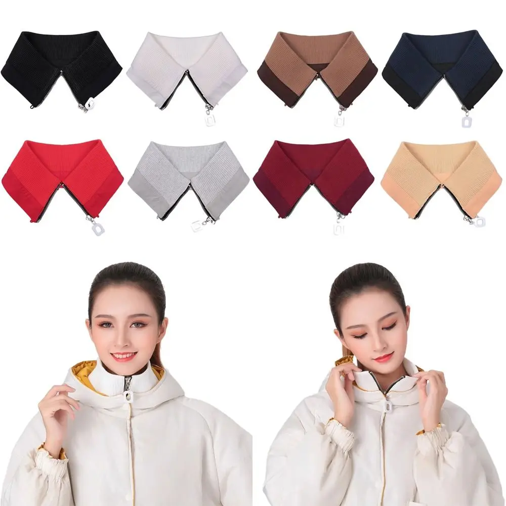 

Down Jacket Collar With Zipper Down Jacket Fake Collar Detachable Washable Rib False Collar Anti-dirt Lapel Top Neck Down Jacket