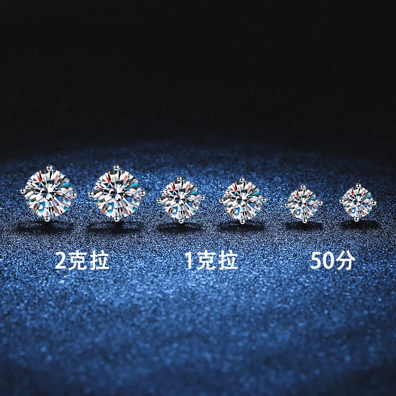 LioraGem Stylish Threaded Unisex Stud Earrings, Classic Four-Prong D-Color Moissanite Studs Platinum PT950 Stamp