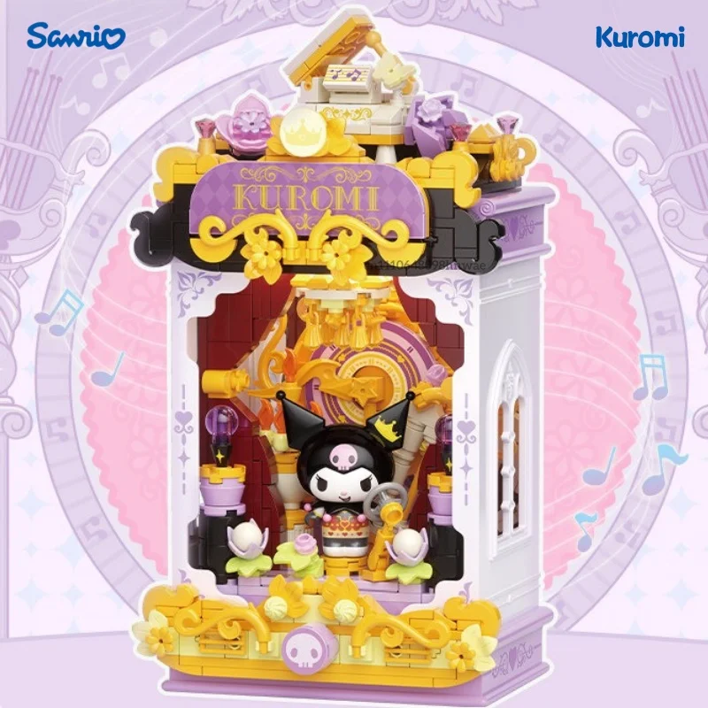 

Sanrio Night Whisper Phantom Series Building Blocks Kuromi Assembly Model My Melody Cinnamoroll My Sweet Piano Ornament Toy Gift