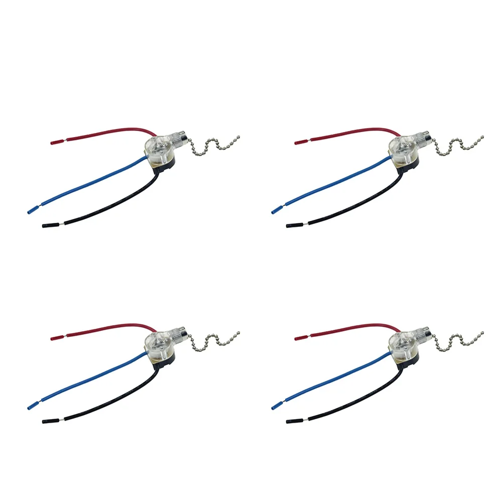 4Pcs 3-Wire Beads Chain Wall Light Fan Ceiling Switch Pull Cord String Set for Light Universal Ceiling Fan Wall Light