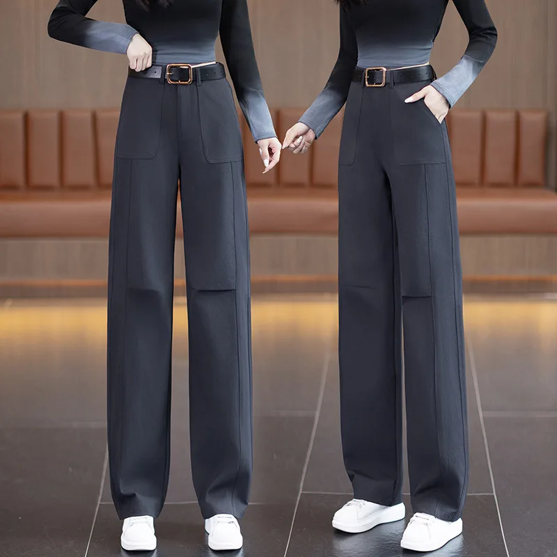 السراويل البضائع واسعة الساق للنساء، الخريف جديد الساخن بيع عالية الخصر التخسيس السراويل المستقيمة الساق، التنقل Scim تنوعا #3