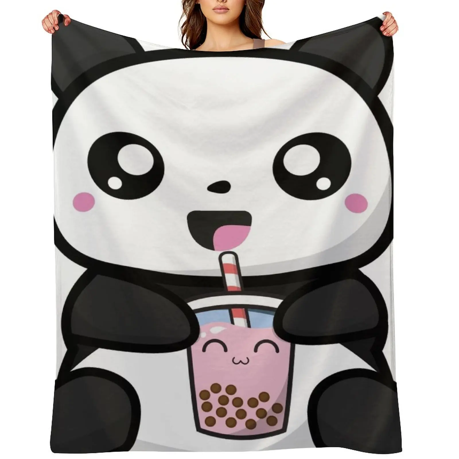 

Panda Boba Kawaii Bubble Tea Throw Blanket Comforter Luxury Throw Plush Luxury Thicken Blankets