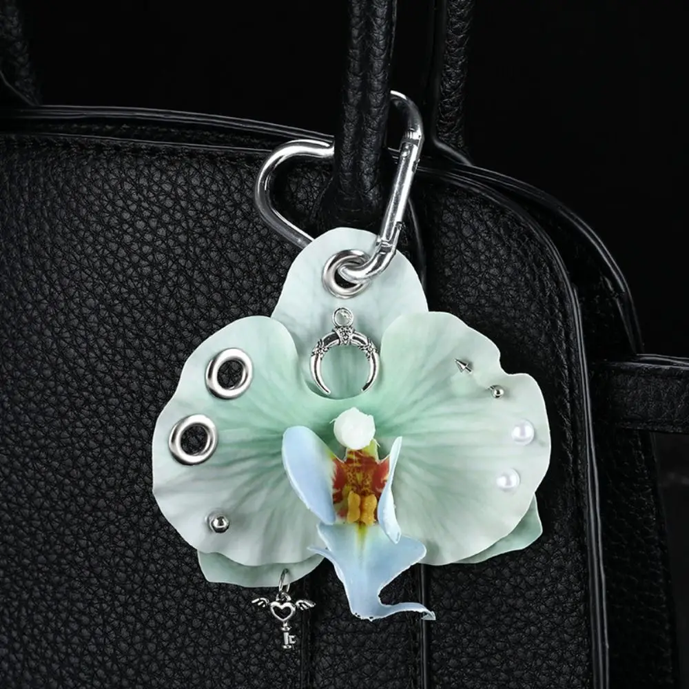 Sweet Simulation Flower Orchid Lily Keychain Backpack Decoration Colorful Flower Bag Pendant Gifts Backpack Hangings Decor