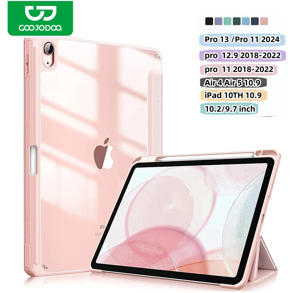 For iPad Pro 11 case 2024 for iPad Air 4 Air 5 Case iPad 10th Generation Case Pro 13 2024 Pro 12 9 Light silicone leather Cover