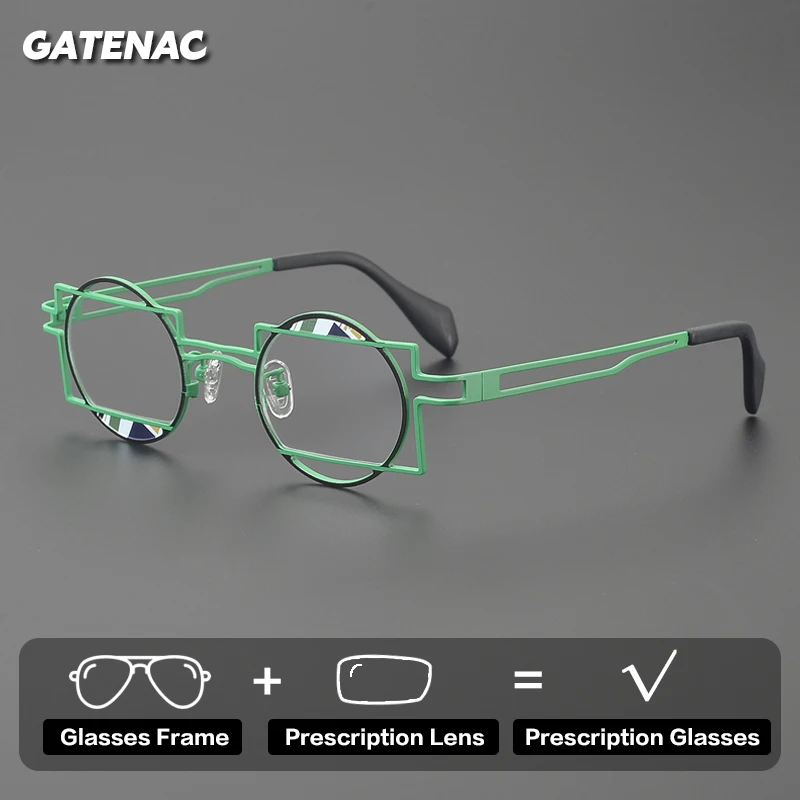 Gatenac Designer Prescription Glasses Men Luxury Brand Photochromic Anti Blue Light Reading Glasses Women Progressive Eyewear