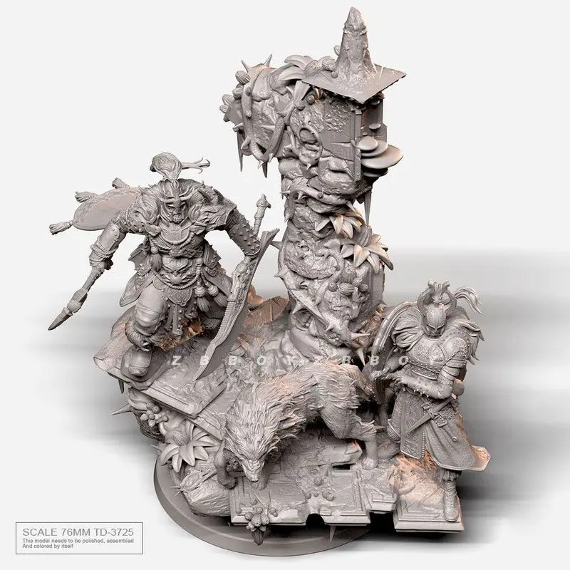 76mm Wolf General Resin Soldier Models Mini White Model Figurines DIY Self-assembly Painting Miniatures Decoration Crafts