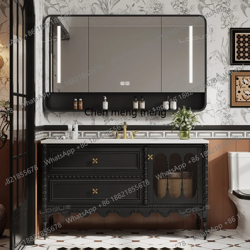 

High-grade Bathroom Cabinets Oak Floor-standing Bathroom Cabinets Vintage Durable Home Furniture Mobili Da Bagno