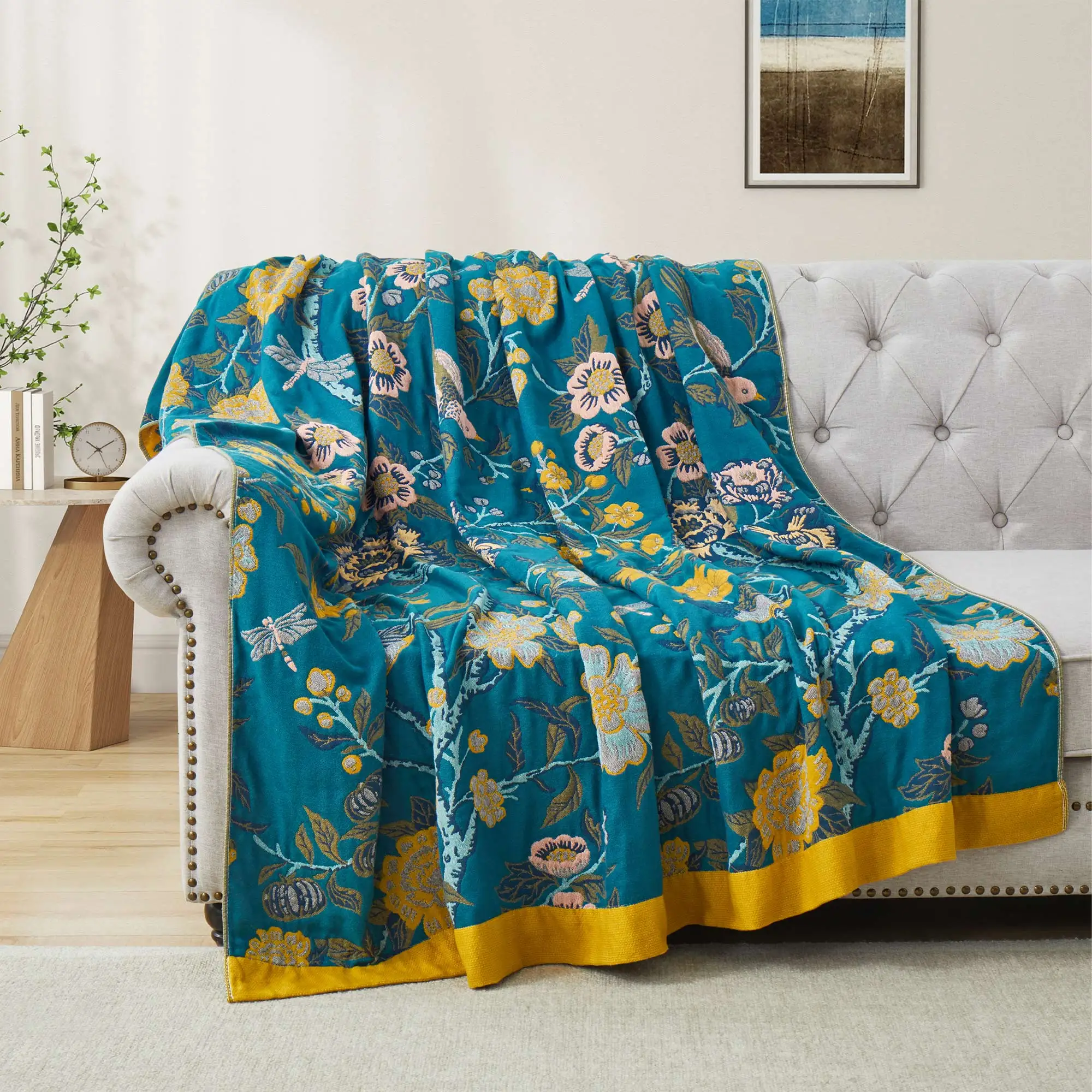 

100% Cotton 1pc Cotton Multi-layer Gauze 60*80inch Throw Blanket Soft Breathable And Skin Friendly Bed Cover Sofa Towel