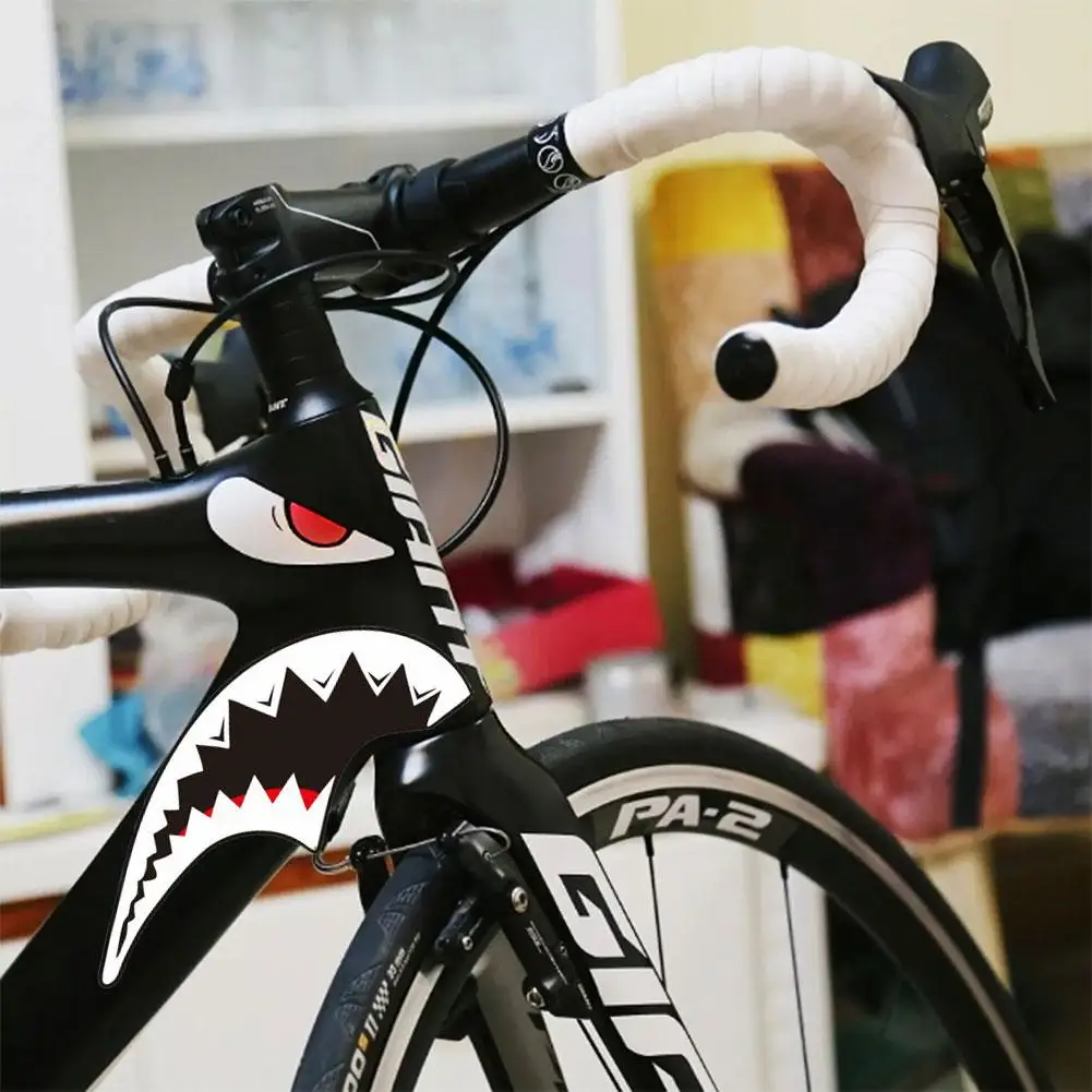 Bike Frame Decorative Sticker Shark Sticker Waterproof Bicycle High Protection Sticker Sun Non-fading Temperature Anti-scra A1S5