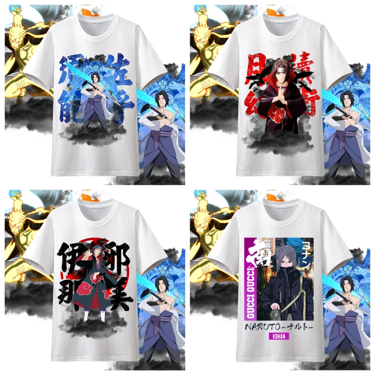 Camiseta de manga corta Naruto 3D para hombre, ropa con escudo familiar de marca de tendencia Uchiha Itachi, Sharingan, Uchi Madara, Sasuke