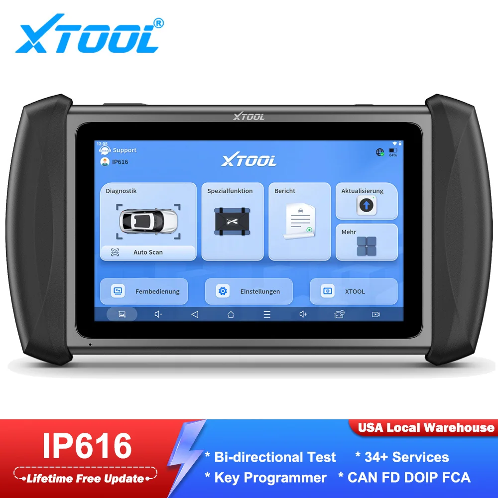 XTOOL IP616 Added Bi-directional Test Automotive Scanner Full System OBD2 Diagnostic Tools CAN FD DOIP 34 Reset Key Programming