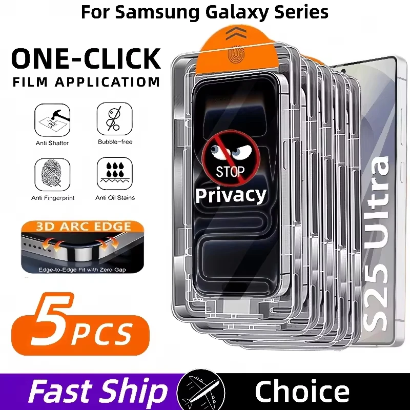 

1-5PCS Fingerprint Unlock Privacy Screen Protector For Samsung Galaxy S26 S25 S24 Ultra S23 S22 Plus Anti Spy Tempered Glass