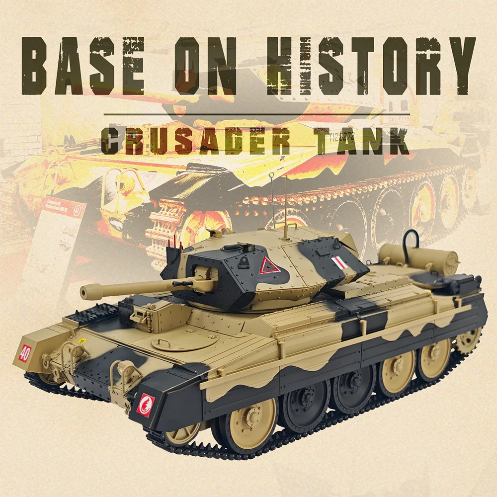 

1/16 British Crusader Tank Model Kit - WWII Military Assembly Model Movable 360°Turret & Track Collector's Display Gift Adult