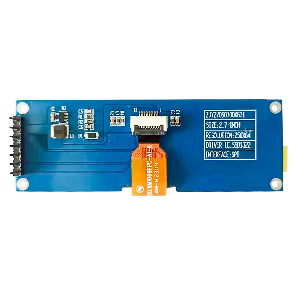 2.7 Inch OLED Monochrome LCD Display Module 256*64 Supports SPI 7Pin SSD1322 DC 3.3V With Pins Soldered / No Pins