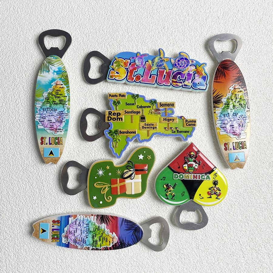 

St. Lucia refrigerator stickers Dominica, Christmas stocking refrigerator stickers World travel souvenirs magnetic