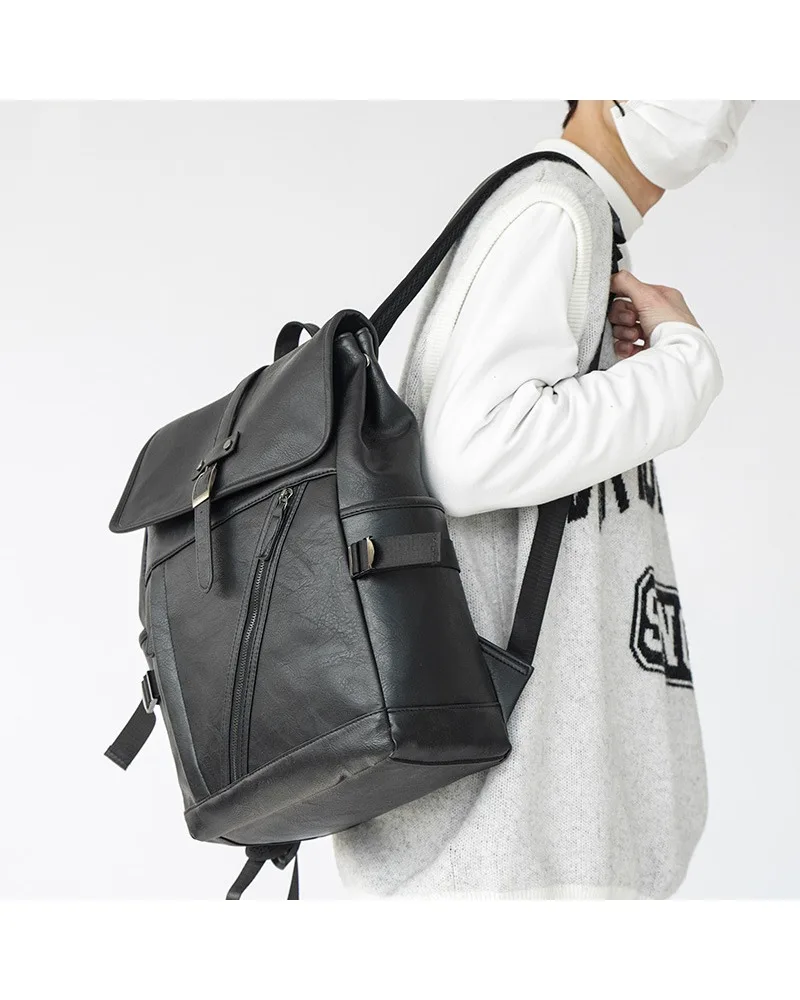 Solid color retro style going out backpack men's school season college student schoolbag women's business leisure travel sports
