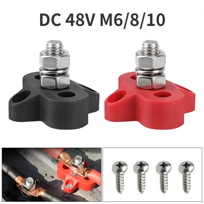 DC 48V 300A Bus Bar M10 Terminal Block Studs Battery Power Distribution Stud Connector for Truck RV Boat