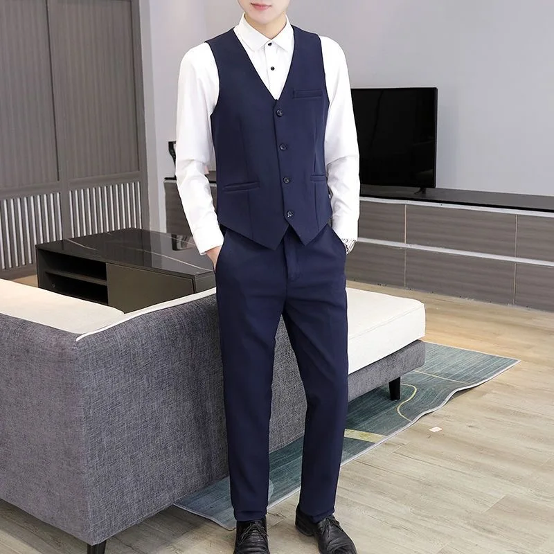 30 Men's solid color suit trousers men's British style men's vest suit trousers