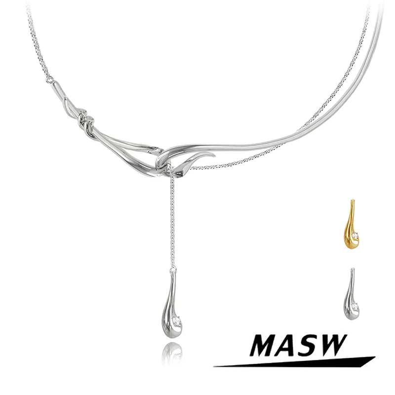 

MASW Original Design Cool Trend Thick Silver Plated Gold Color Chain Collarbone Necklace For Women Girl Gift Fashion Jewelry