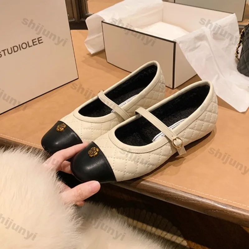 2026 Spring New Buckle Strap Mary Jane Shoes Match Dress Elegant Increased Internal Ballet Flats Women Comfortable Casual Shoes