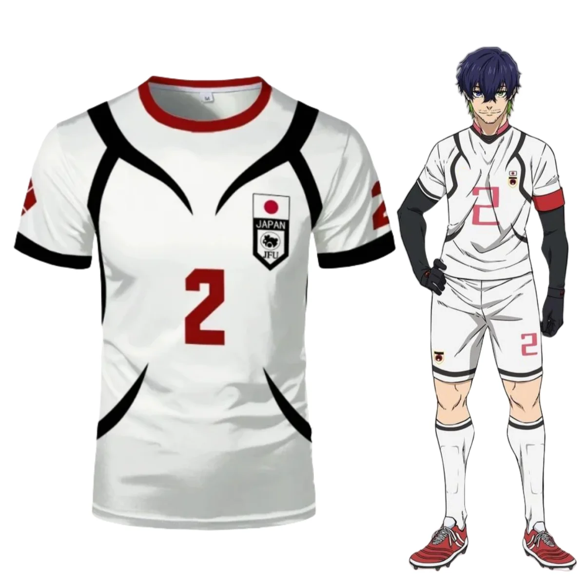 Anime Blue Lock Aiku camisa disfraces Cosplay # 2 Japón U20 Aiku camiseta de fútbol Oliver Aiku camiseta de entrenamiento de fútbol impresión 3D