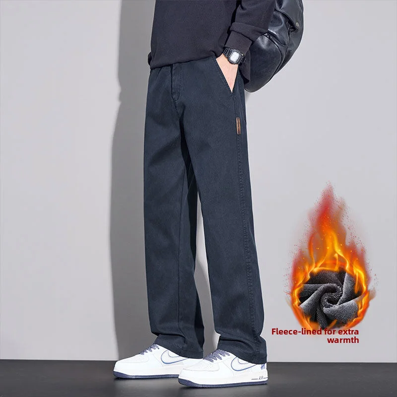 

Мужские джинсы American Sle свободного кроя, прямые, на подкладке, повседневные, деловые, длинные брюки, осень-зима, новинка