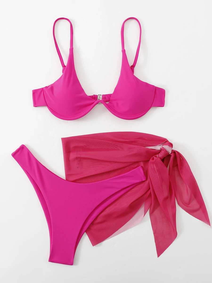 Bikini de realce para mujer, traje de baño Sexy de 3 piezas, ropa de playa para verano, 2023