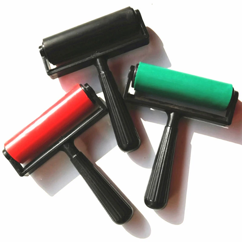 10cm Printmaking Plastic Roller Soft Brayer Craft Projects Ink and Stamping Tools Print Rollers Construction Hand Tool