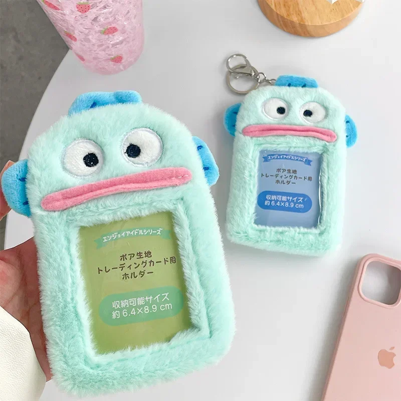 Kawaii Sanrio Plush Card Cover Hangyodon Anime Cartoon Student ID Card Holder Card Bag Storage Protective Cover Pendant Gifts