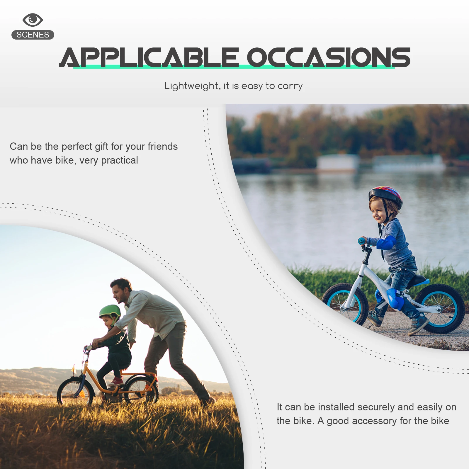 

1 Set Bike Safety Flag Durable Adjustable Pole Waterproof s Cycling Accessories High Visibility Triangular Tail Flag For