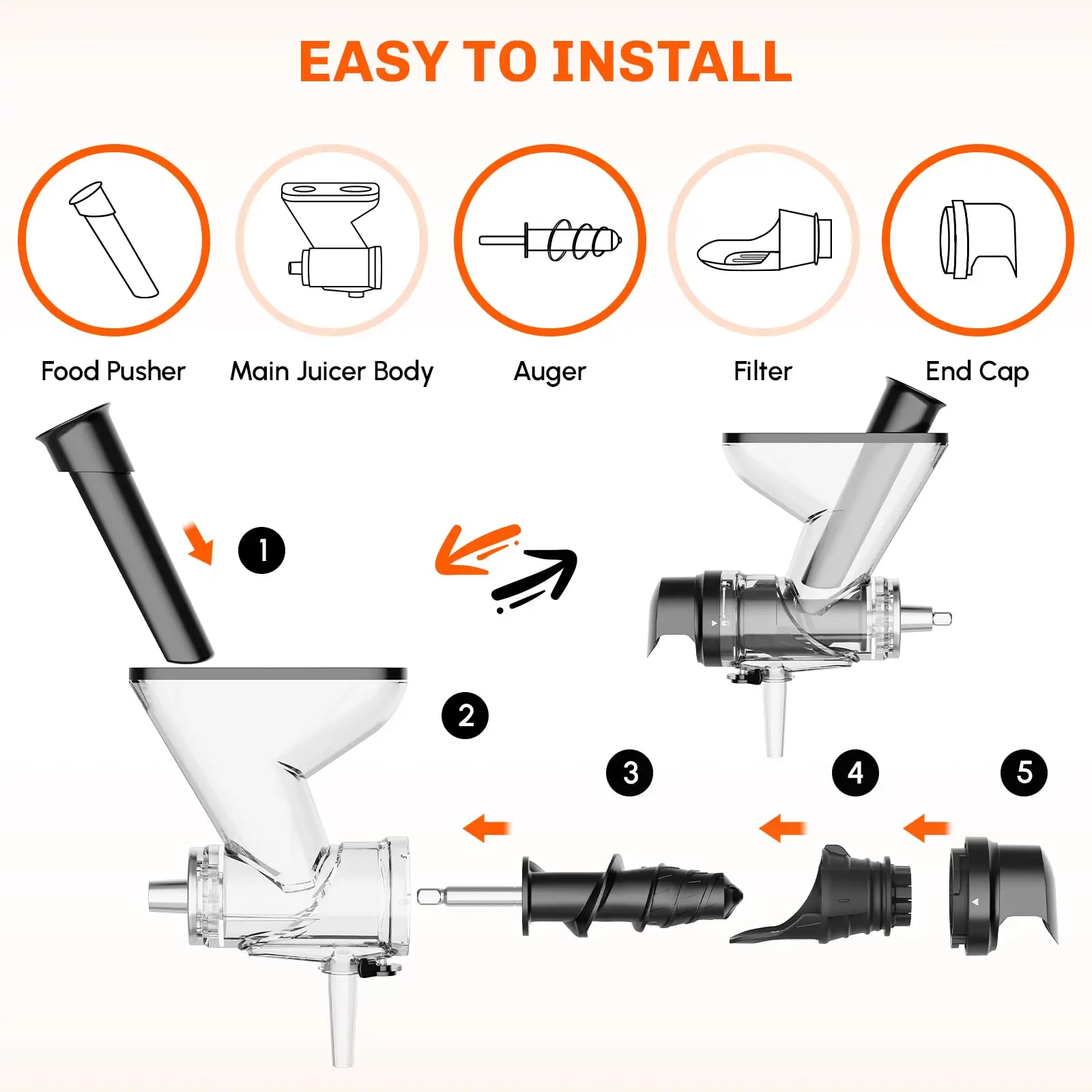 Masticating Juicer Attachment for KitchenAid Stand Mixer Slow Cold Press Juicer Machine with Dual Feed Chute view 4