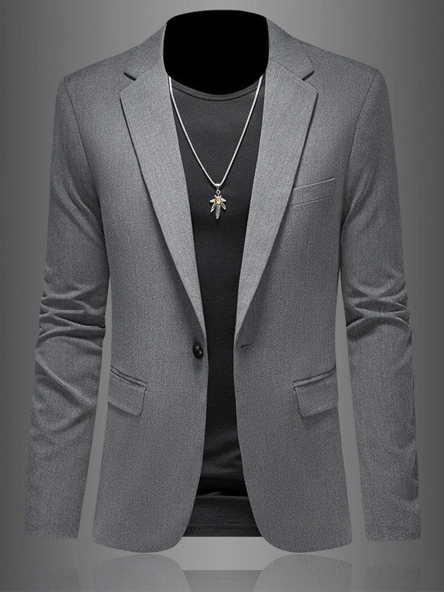

2026 New Men's Grey Casual Small Suit Jacket Business Commute Slim Fit Versatile Single Wester Top Fashion Urban Style