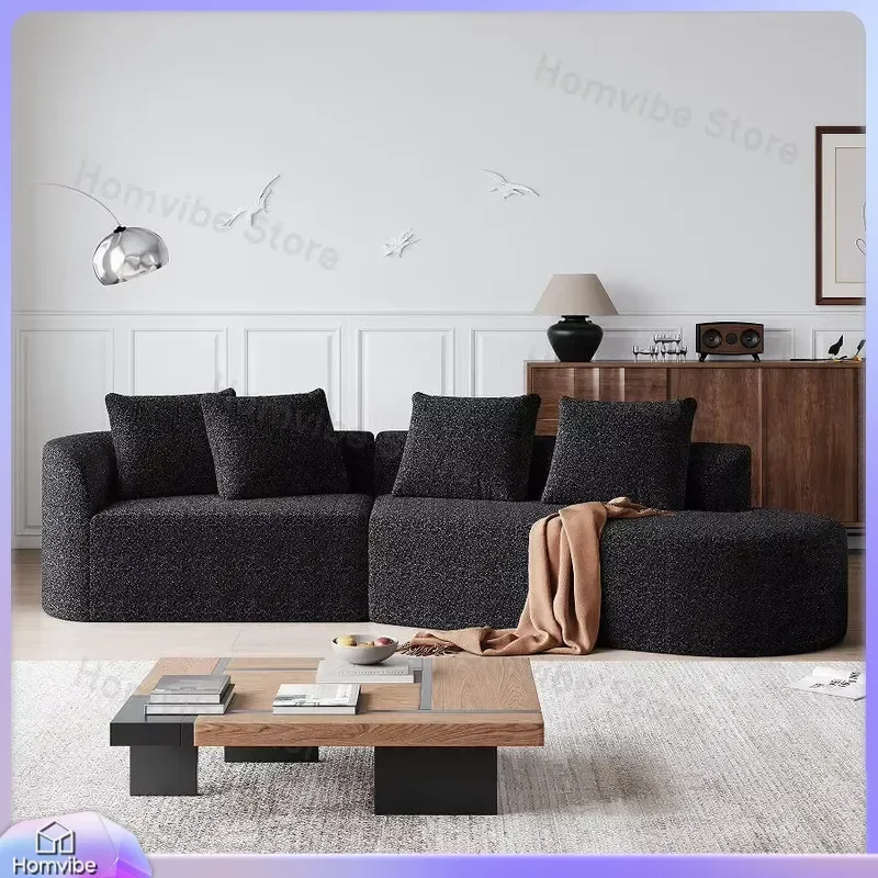 Modern Convertible Upholstered Oversized Corner Sofa 112 Inch Chenille Fabric 4 Seater Ultra Deep Wide Seat Curved Cloud Sofa