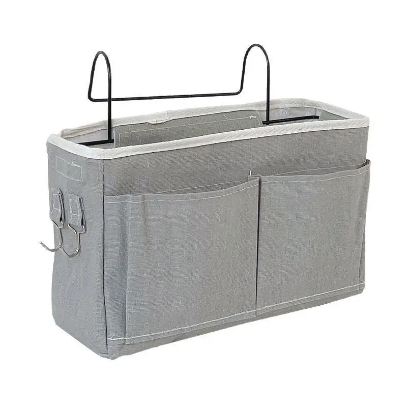 【F】New Storage Basket Hanging Storage Rack Bed Remote Control Bookshelf Dormitory Storage Bag Stand With Hook Bedside Pocket - view 4
