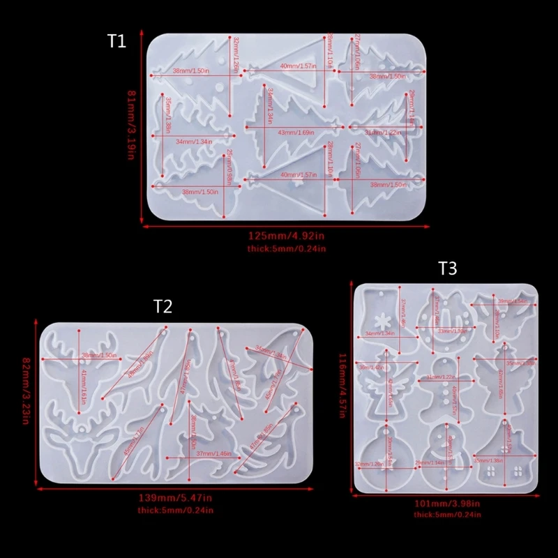 قالب راتنج السيليكون قوالب راتنجات الايبوكسي لقلادة أقراط قلادة عيد الميلاد