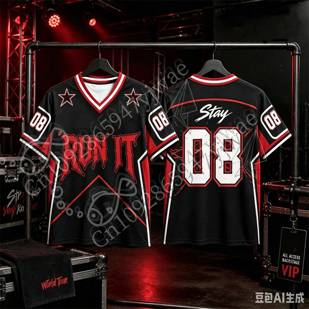2026 Run It Jersey Kpop Concert Music Tee Gift For Stay V-Neck Fashion StreetWear Y2k Top Summer Men's Women's Beach T-Shirt