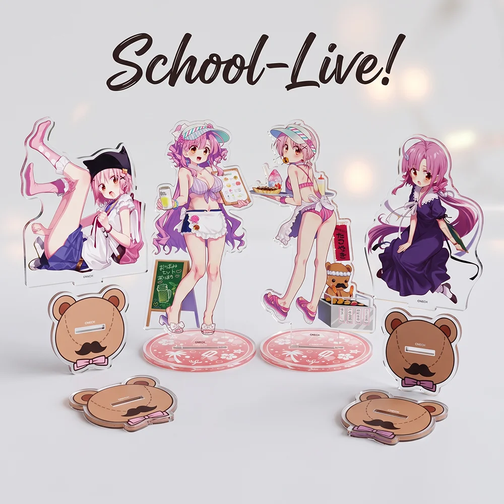 School-Live! Megumi Beach House 15CM Double Sided Acrylic Stand Keychain 2026 New Anime Stand Desktop Display Table Decoration