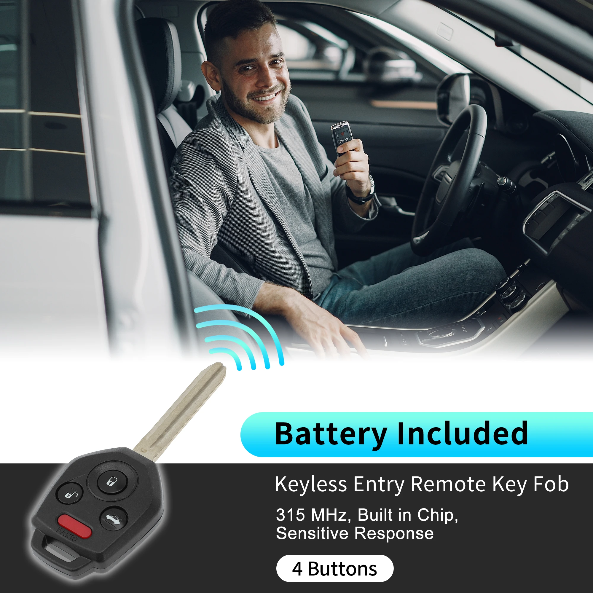 UXCELL CWTWB1U811 315 MHz Keyless Entry Remote Key Fob for Subaru Impreza 2012-2017