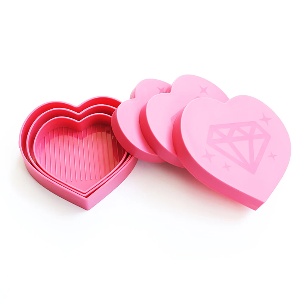 Heart-Shaped Diamond Painting Tray Storage Box Plastic Drill Plate Cross Stitch Embroidery Diamond