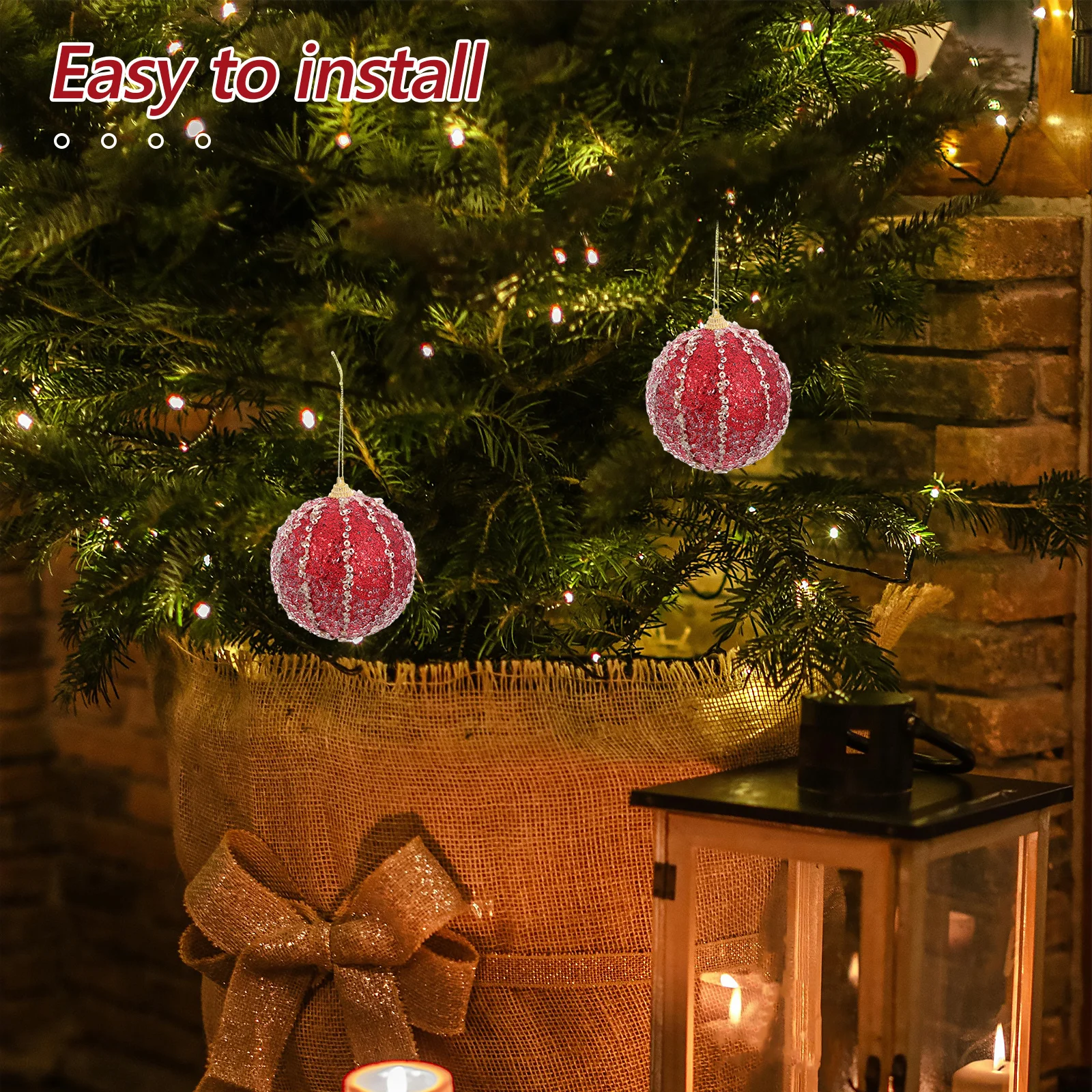 

4Pcs Christmas Tree Ornaments Hanging Balls Foam Lightweight Xmas Ball Decorations for Home Christmas Tree Balls