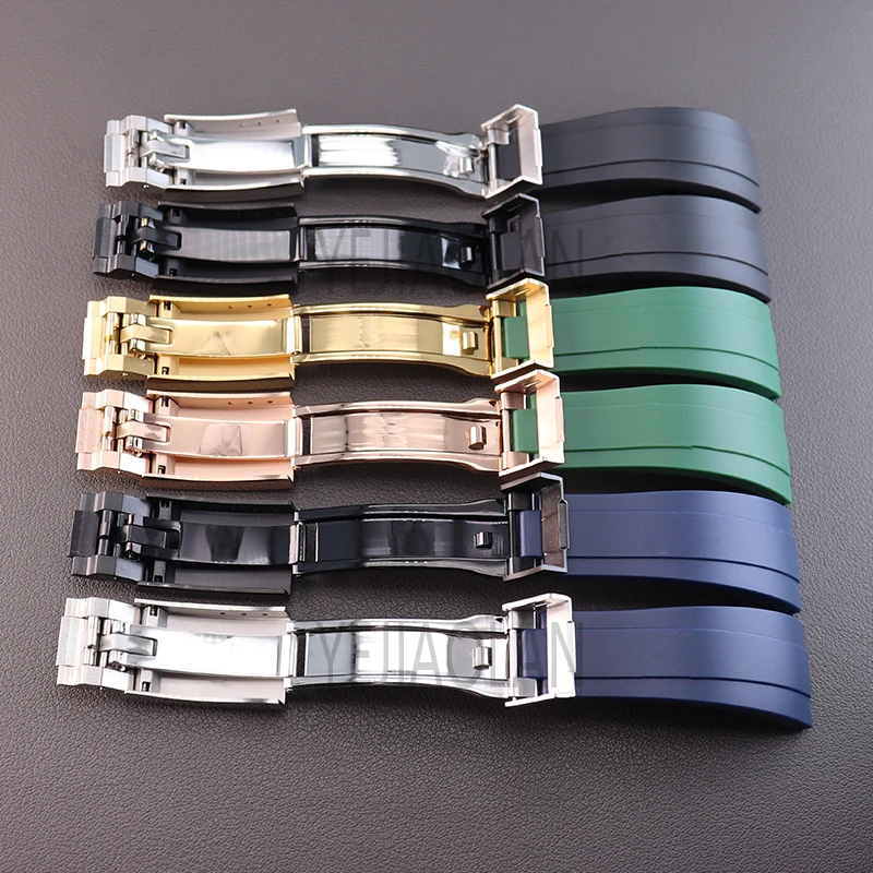 20mm Silicone wristband Watchband Men\'s Watch Strap Parts Stainless Steel Buckle For Daytona SKY-DWELLER YACHT-MASTER nh35 Case