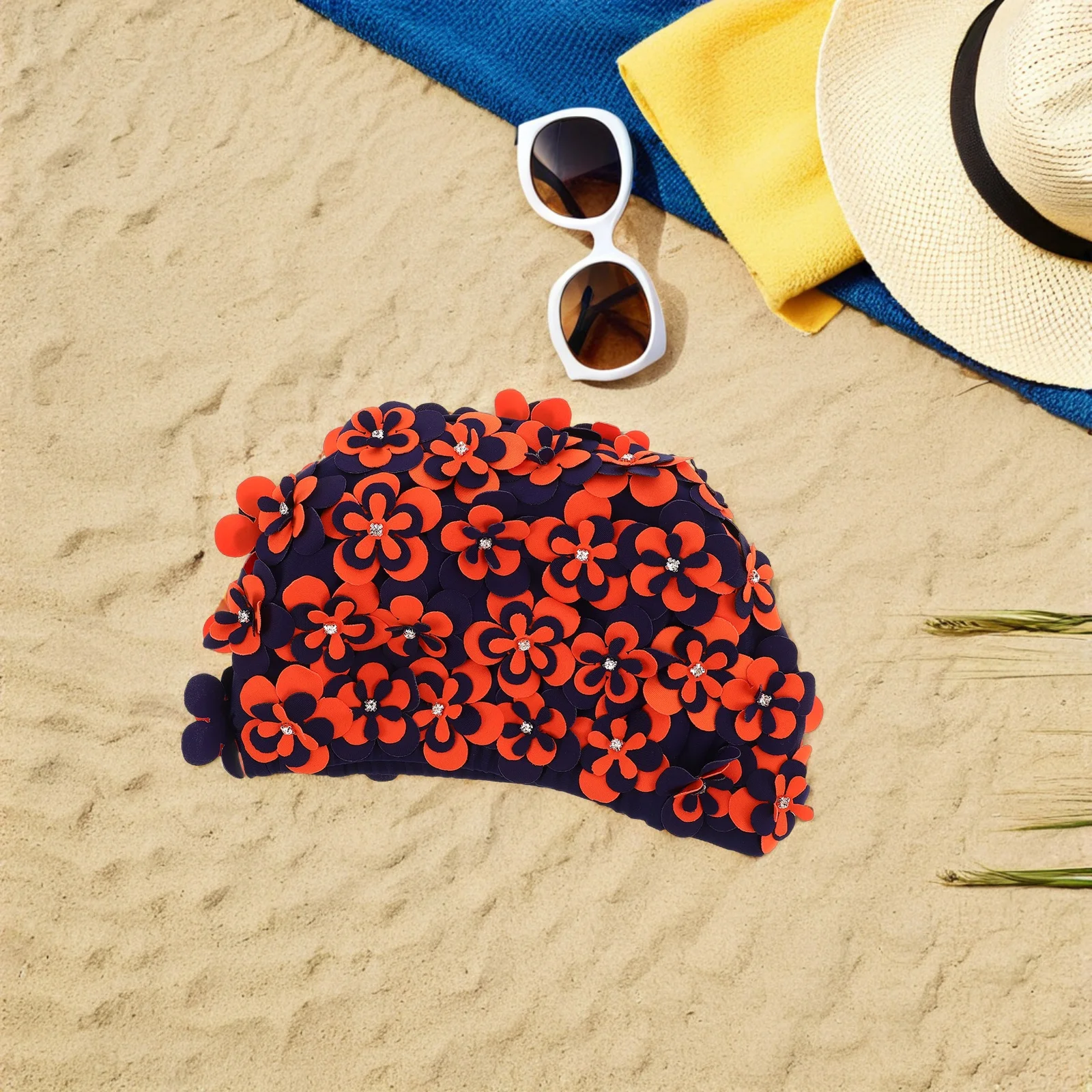 

Swimming Cap Floral Petal Retro Bathing Hat Waterproof Swim Headwear Pool Party Supplies For Long Short Hair