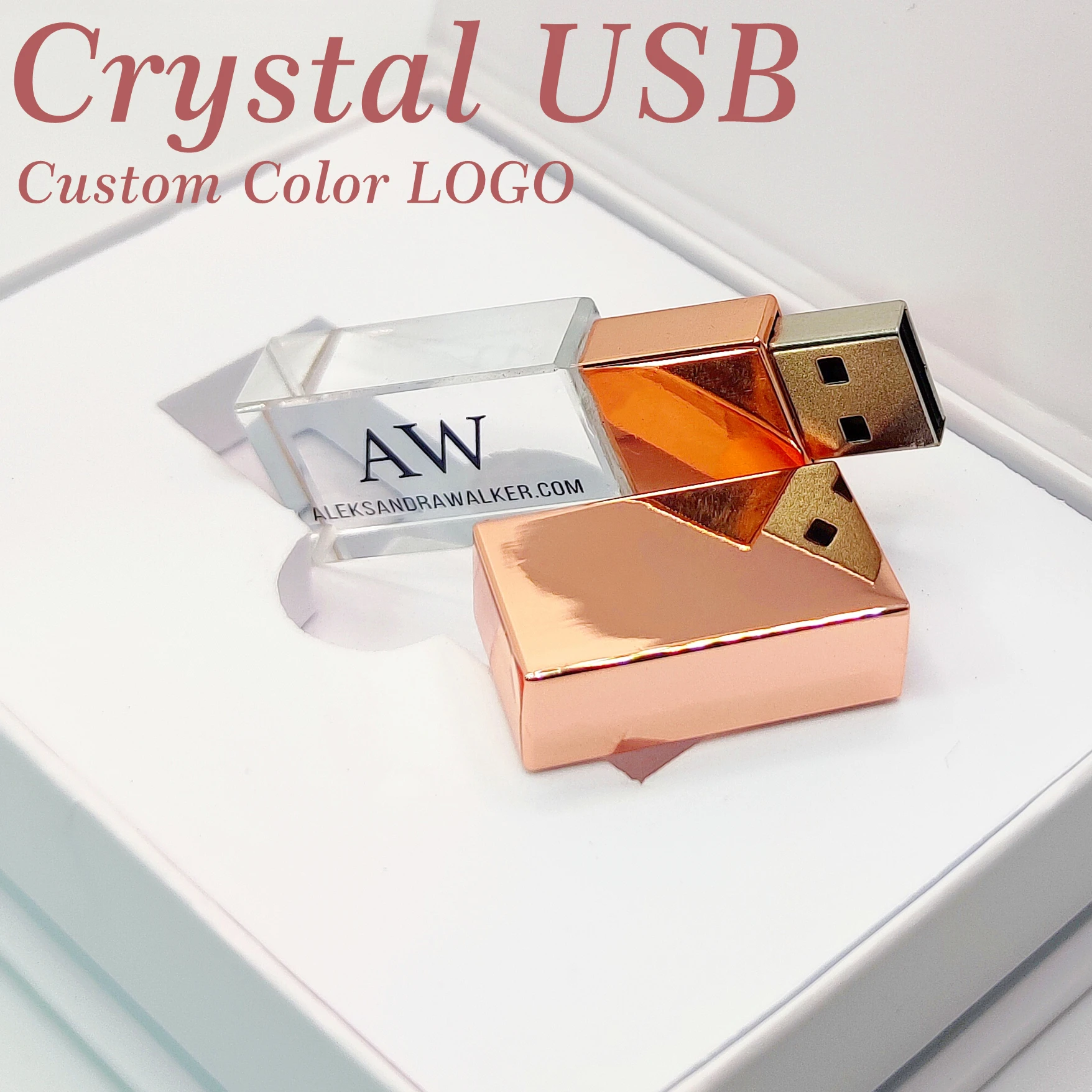 Tùy Chỉnh LOGO Hoa Hồng Vàng USB 2.0 Bộ Nhớ Flash Dính Bút Có Hộp Làm Quà Tặng