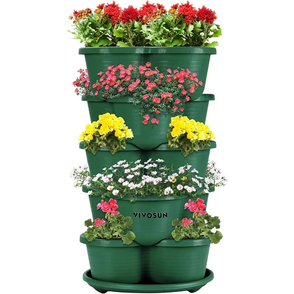 5 Tier Vertical Gardening Stackable Planter for Strawberries, Flowers, Herbs, Vegetables