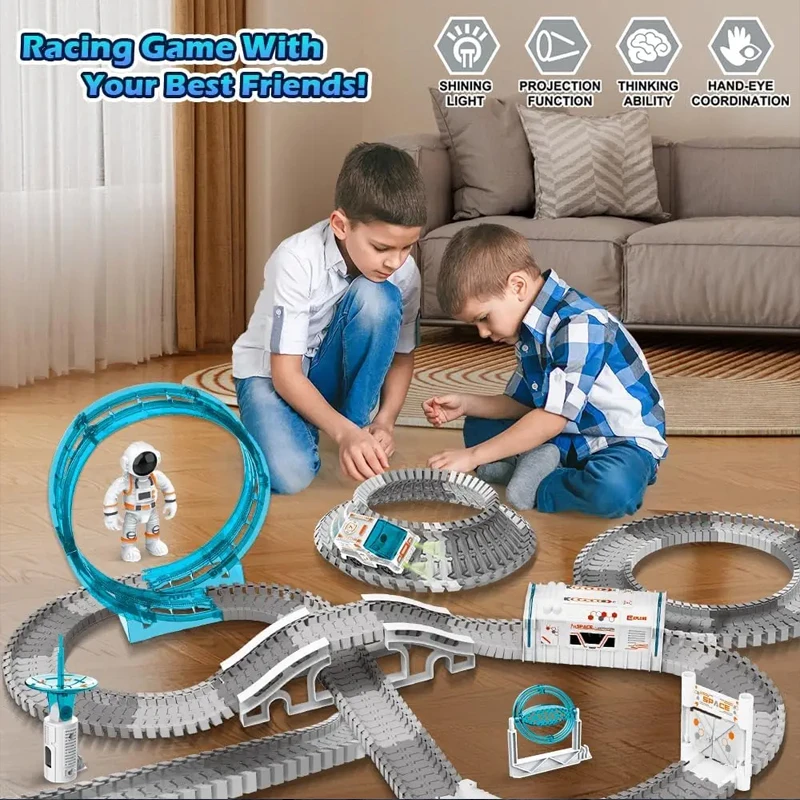 DIY Space Track Car Children's Toys Puzzle Assembly Railway Track Building Blocks Children's Educational Toys Christmas Gifts