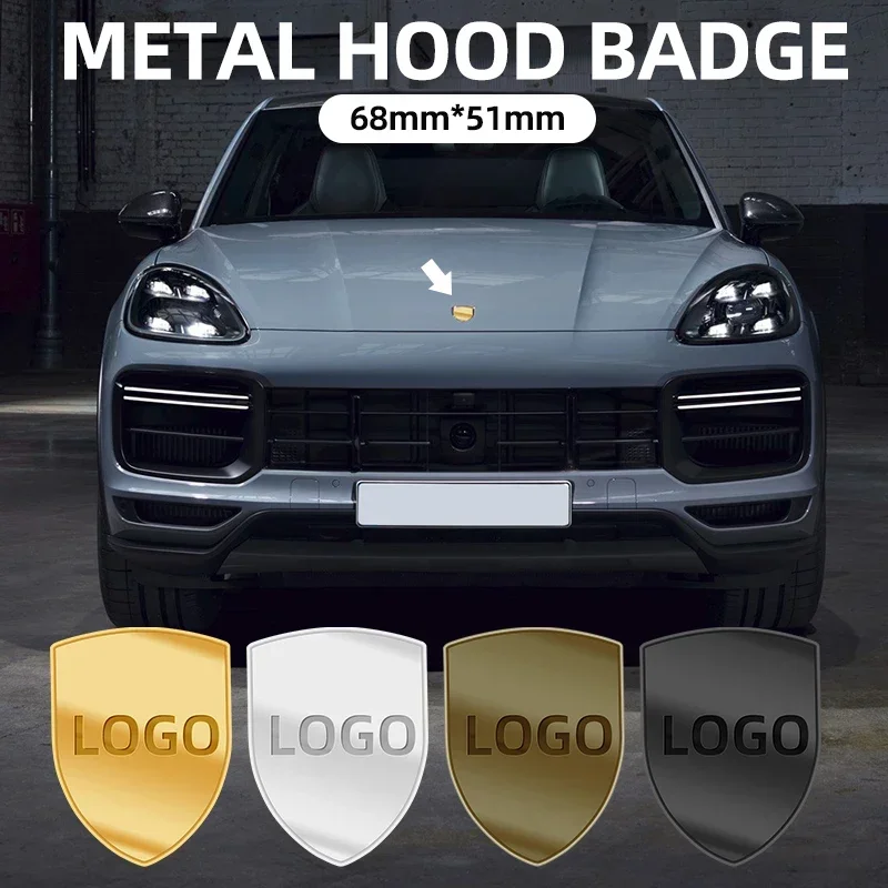 Insignia de logotipo de capó de Metal 3D para Porsche Panamera Cayenne Macan 911 718 Boxster Taycan Cayman Carrera GT 4 S GTS 1 piezas