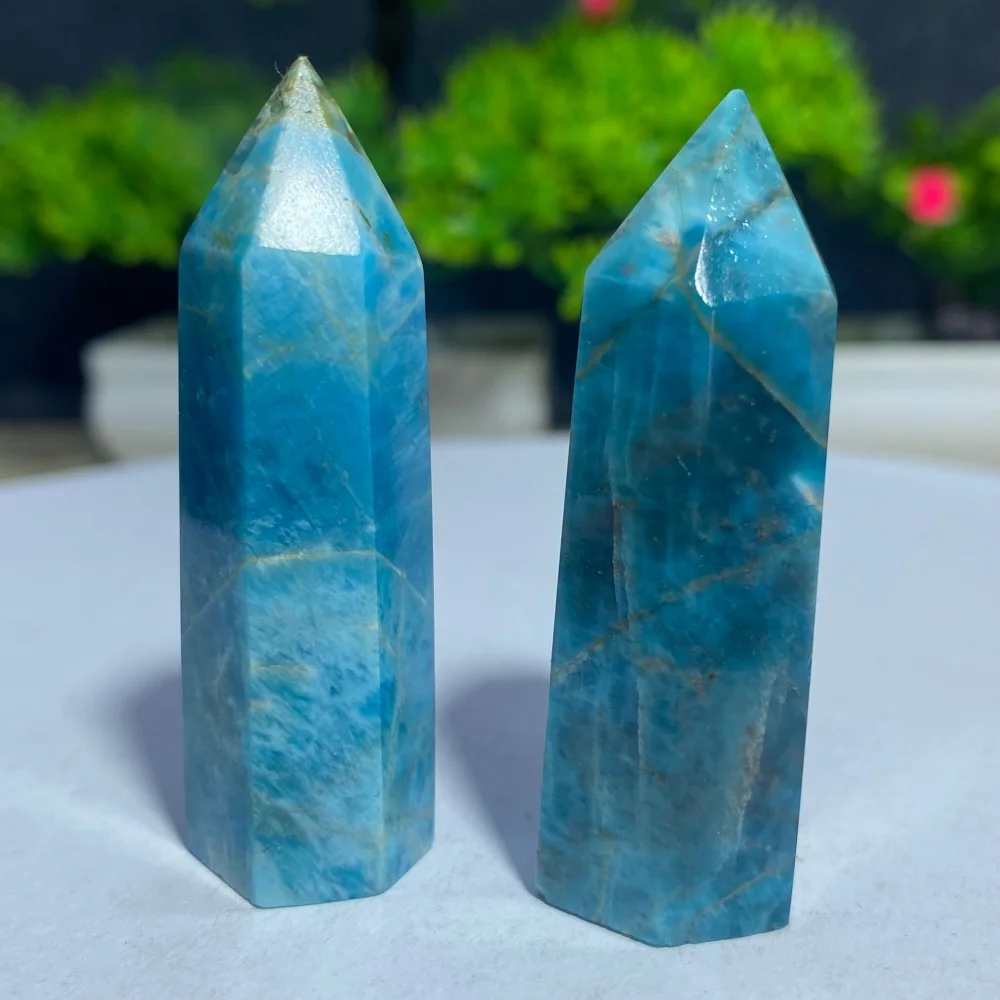 Blue Apatite Natural Crystal Obelisk Polished Gemstone Quartz Wand For Meditation Healing Home Decorations